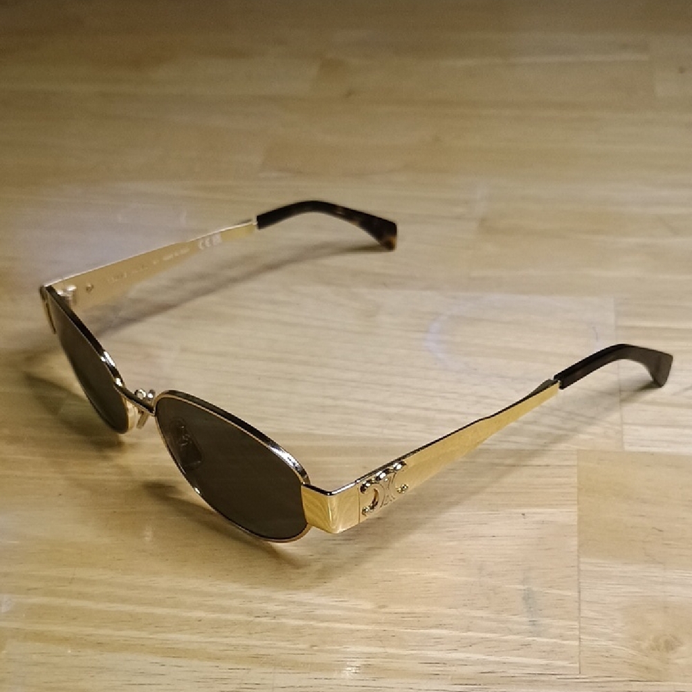 Celine Gold and Black Metal Sunglasses